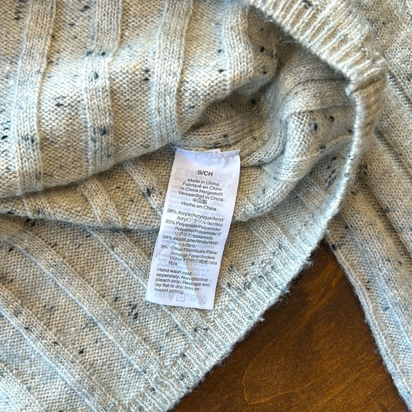 Madewell Speckled Ribbed Mock Neck Sweater Small | Cream Cozy Knit - Picture 4 of 4
